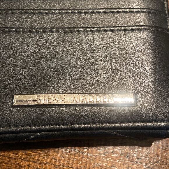 Steve Madden Hayden Card Wallet Black/silver Zipper Folding - Picture 5 of 5